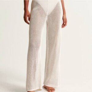 NEW Abercrombie & Fitch Crochet Style Cover Up Pants Wide Leg Size Large NWOT